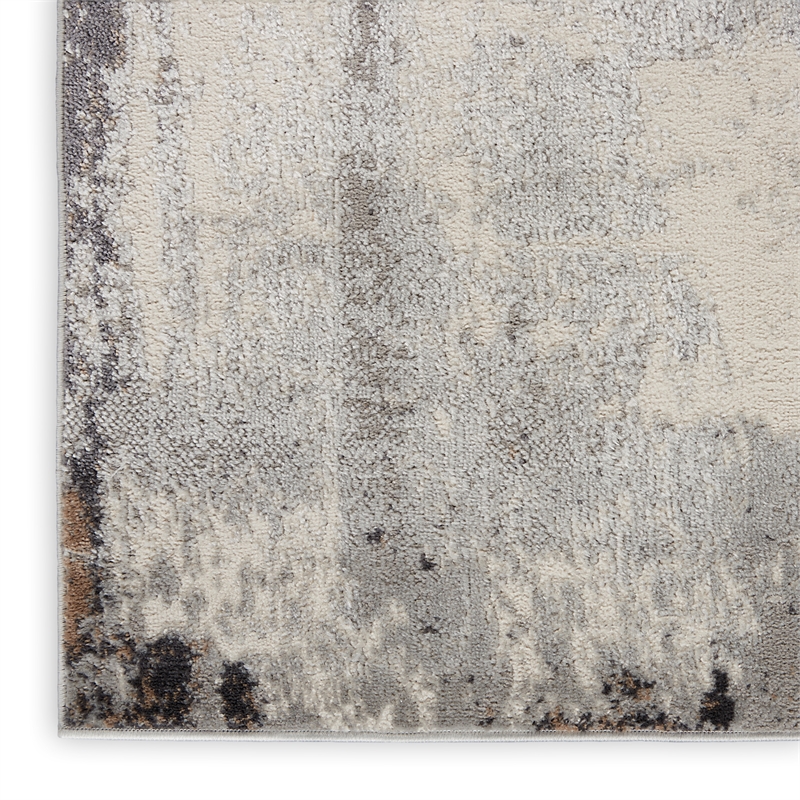 nourison elation 108x144&quot rectangle fabric area rug in gray/charcoal