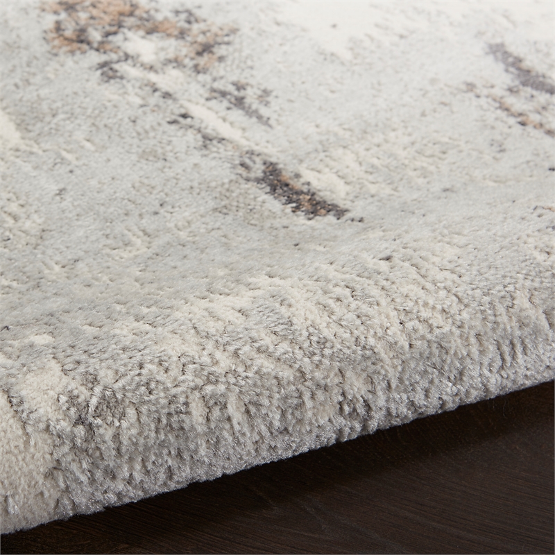 nourison elation 108x144&quot rectangle fabric area rug in gray/charcoal