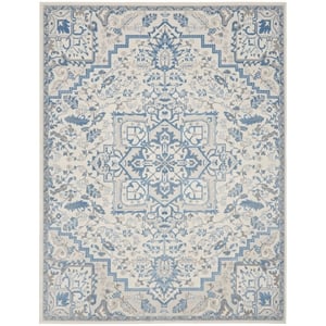 Nourison Elation 9' x 12' Ivory Blue Bohemian Indoor Fabric Rug