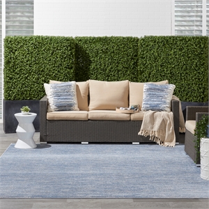 Nourison Essentials 108x108&quot Square Contemporary Fabric Area Rug in Blue/Gray
