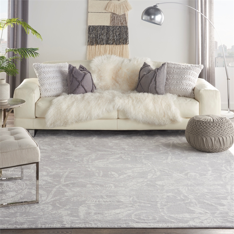 nourison whimsicle 8' x 12' gray fabric farmhouse area rug (8' x 12')