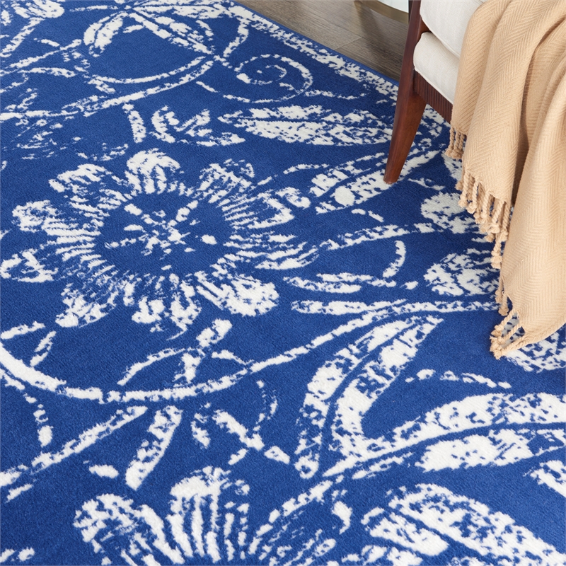 Nourison Whimsicle 8' x 12' Navy Fabric Farmhouse Area Rug (8' x 12')