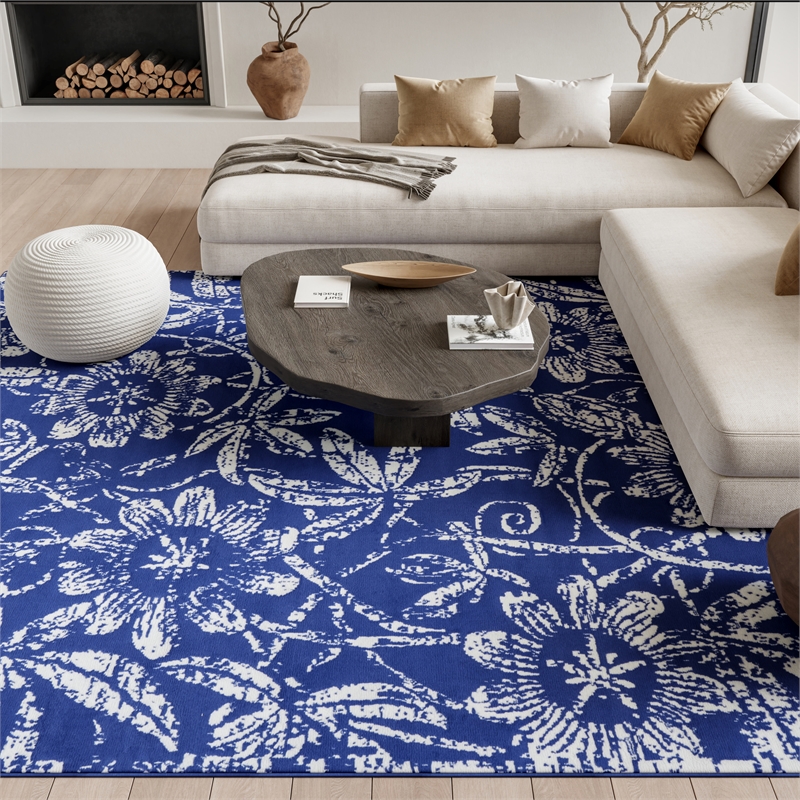 Nourison Whimsicle 8' x 12' Navy Fabric Farmhouse Area Rug (8' x 12')