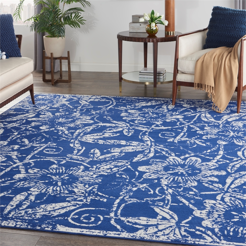 Nourison Whimsicle 8' x 12' Navy Fabric Farmhouse Area Rug (8' x 12')