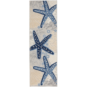 Nourison Aloha 2'3&quot x 8' Blue/Grey Outdoor Indoor/Outdoor Rug