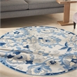 Nourison Aloha 4' x Round Blue Gray Fabric Farmhouse Area Rug (4' Round)