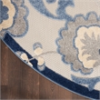 Nourison Aloha 4' x Round Blue Gray Fabric Farmhouse Area Rug (4' Round)