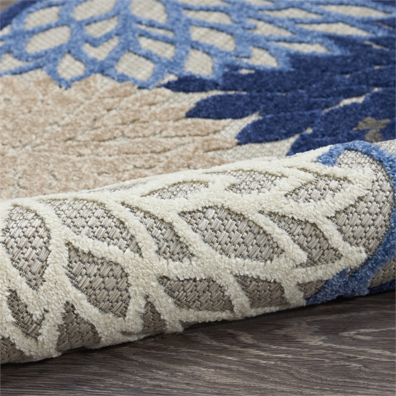 Nourison Aloha 4' x ROUND Fabric Indoor/Outdoor Rug in Blue/Multi-Color