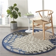 Nourison Aloha 4' x ROUND Fabric Indoor/Outdoor Rug in Blue/Multi-Color