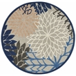 Nourison Aloha 4' x ROUND Fabric Indoor/Outdoor Rug in Blue/Multi-Color