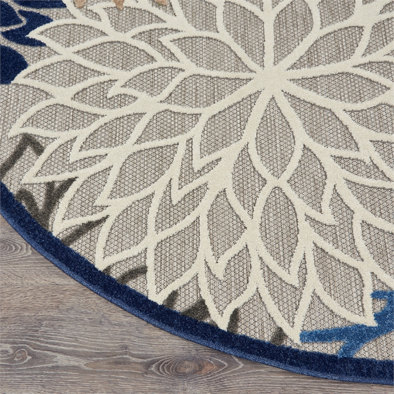 Nourison Aloha 4' x ROUND Fabric Indoor/Outdoor Rug in Blue/Multi-Color