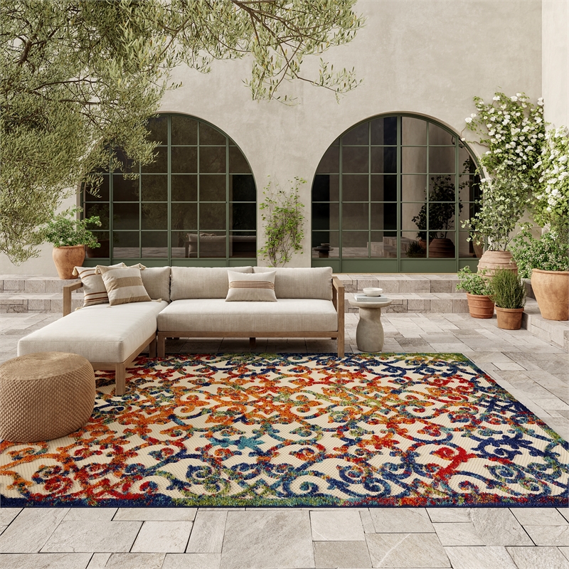 Nourison Aloha 10' x 14' Multicolor Outdoor Indoor/Outdoor Rug Polypropylene