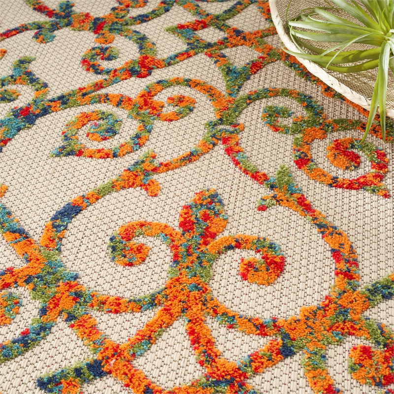 Nourison Aloha 10' x 14' Multicolor Outdoor Indoor/Outdoor Rug Polypropylene