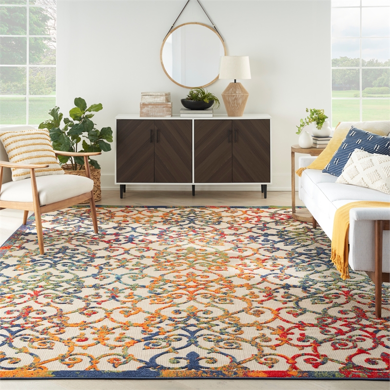 Nourison Aloha 10' x 14' Multicolor Outdoor Indoor/Outdoor Rug Polypropylene
