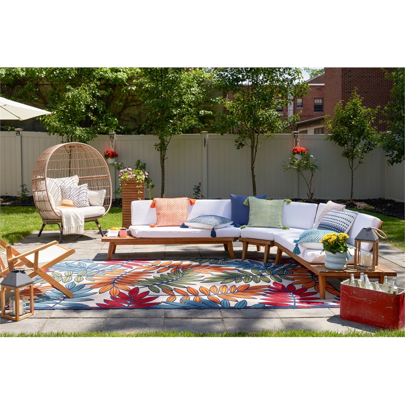 Nourison Aloha 10' x 14' Multicolor Outdoor Indoor/Outdoor Rug Polypropylene