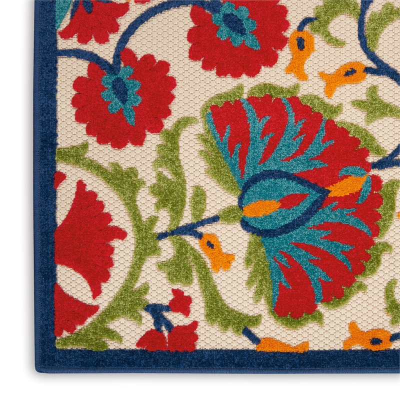 Nourison Aloha 10' x 14' Red/Multi Outdoor Indoor/Outdoor Rug Polypropylene