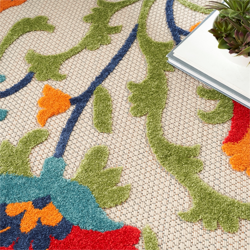 Nourison Aloha 10' x 14' Red/Multi Outdoor Indoor/Outdoor Rug Polypropylene