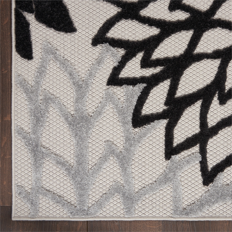 Nourison Aloha 12' x 15' Black White Fabric Tropical Area Rug (12' x 15')