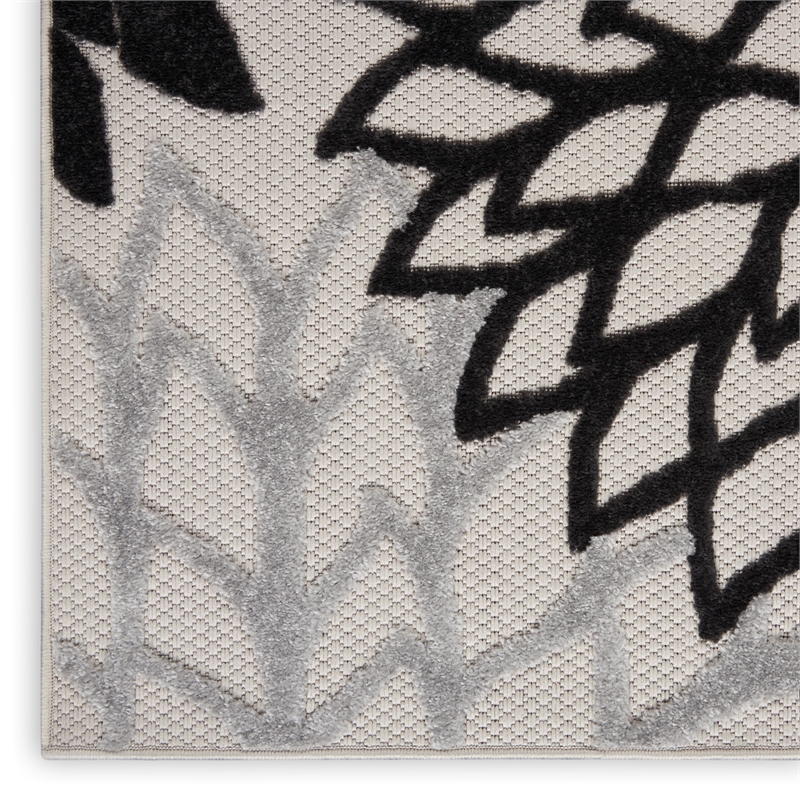 Nourison Aloha 12' x 15' Black White Fabric Tropical Area Rug (12' x 15')