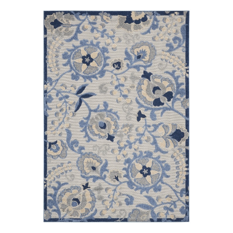 Nourison Aloha 5' x 8' Blue Gray Fabric Farmhouse Area Rug (5' x 8')