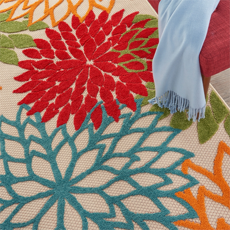Nourison Aloha 5' x 8' Green Fabric Tropical Area Rug (5' x 8')