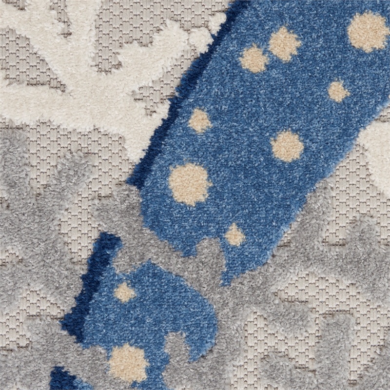 Nourison Aloha 12' x 15' Blue/Grey Outdoor Indoor/Outdoor Rug Polypropylene