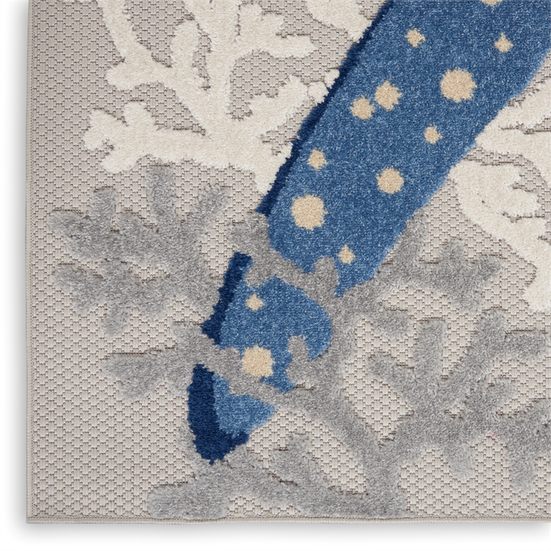 Nourison Aloha 12' x 15' Blue/Grey Outdoor Indoor/Outdoor Rug Polypropylene