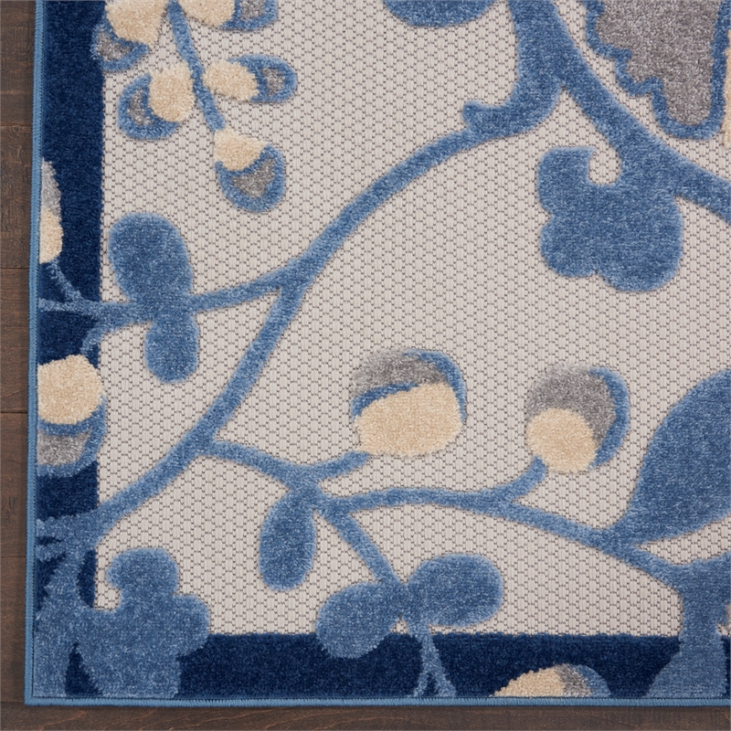 Nourison Aloha 12' x 15' Blue Gray Fabric Farmhouse Area Rug (12' x 15')