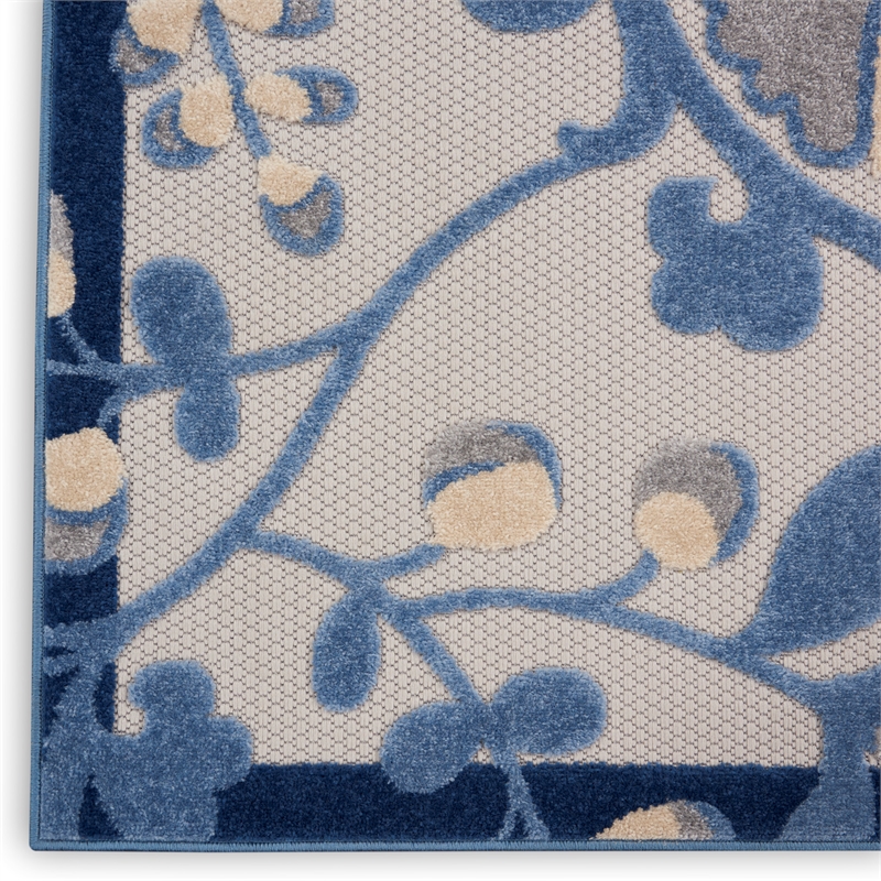 Nourison Aloha 12' x 15' Blue Gray Fabric Farmhouse Area Rug (12' x 15')