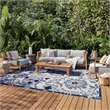 Nourison Aloha 12' x 15' Blue Gray Fabric Farmhouse Area Rug (12' x 15')