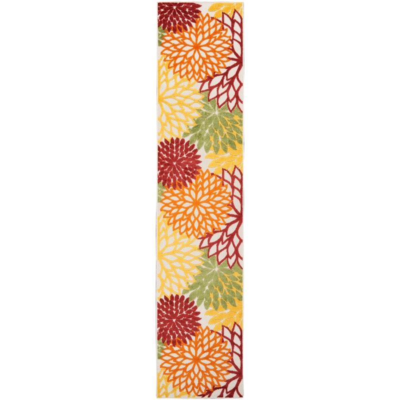 Nourison Aloha 10' Runner Red Multicolored Fabric Tropical Area Rug (10' Runner)