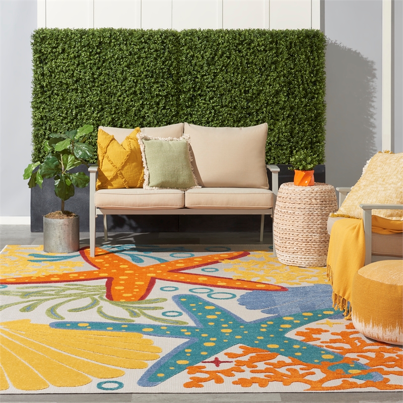 Nourison Aloha 12' x 15' Multicolor Outdoor Indoor/Outdoor Rug Polypropylene