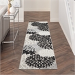 Nourison Aloha 12' Runner Black White Fabric Tropical Area Rug (12' Runner)