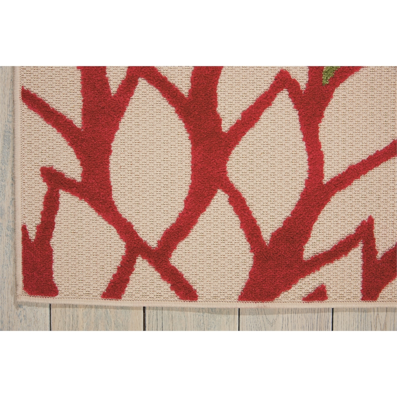 nourison aloha 4' x 6' green fabric tropical area rug (4' x 6')