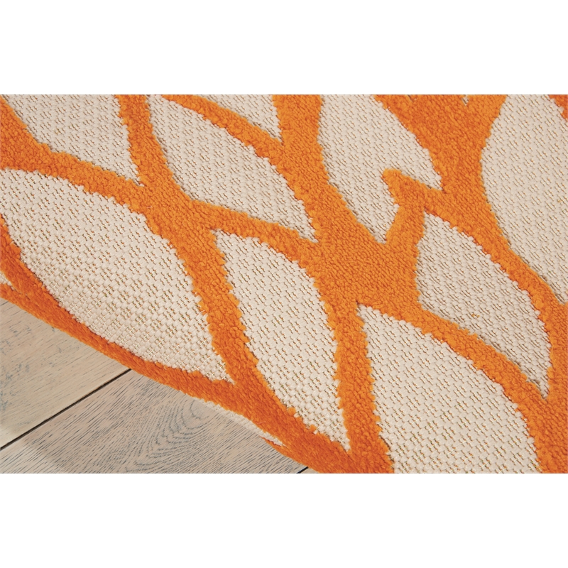 nourison aloha 4' x 6' green fabric tropical area rug (4' x 6')