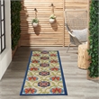 Nourison Aloha 2' x 6' Blue/Multicolor Outdoor Indoor/Outdoor Rug