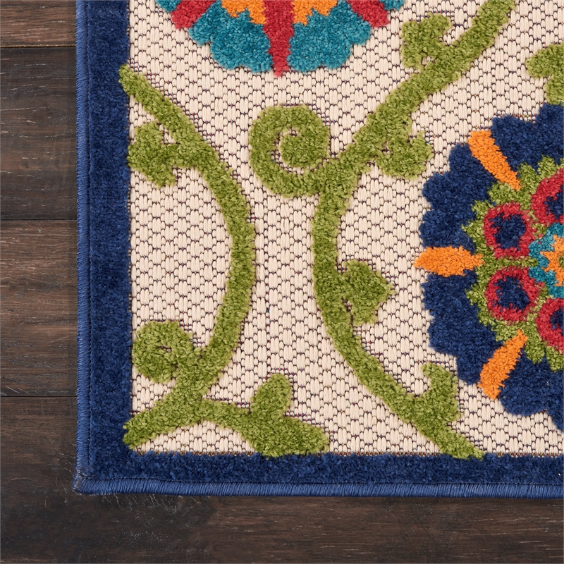 Nourison Aloha 2' x 6' Blue/Multicolor Outdoor Indoor/Outdoor Rug