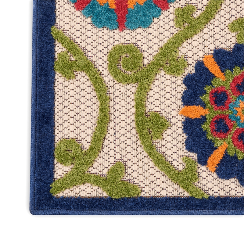 Nourison Aloha 2' x 6' Blue/Multicolor Outdoor Indoor/Outdoor Rug