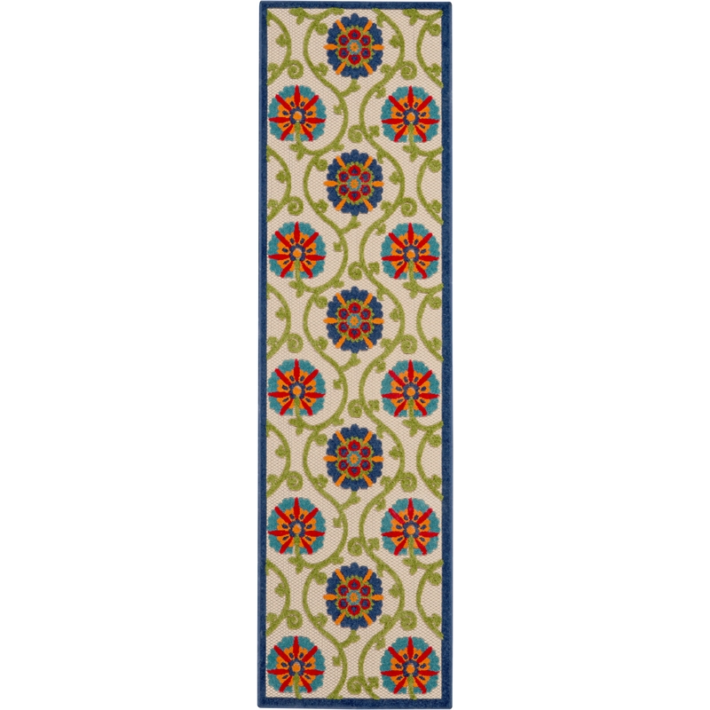 Nourison Aloha 2' x 6' Blue/Multicolor Outdoor Indoor/Outdoor Rug