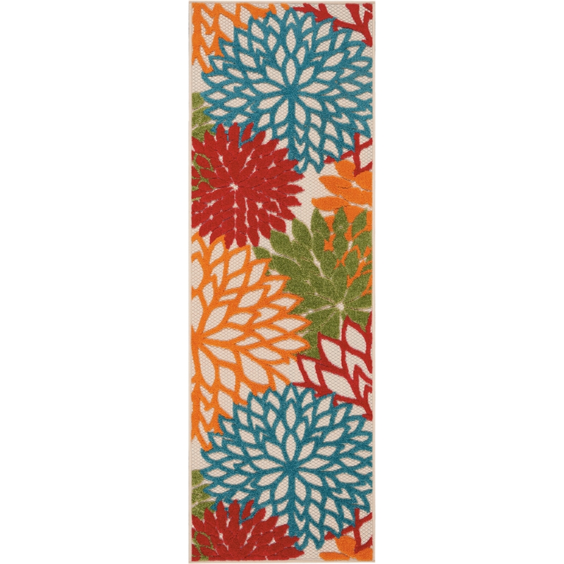 Nourison Aloha 6' Runner Green Fabric Tropical Area Rug (6' Runner)