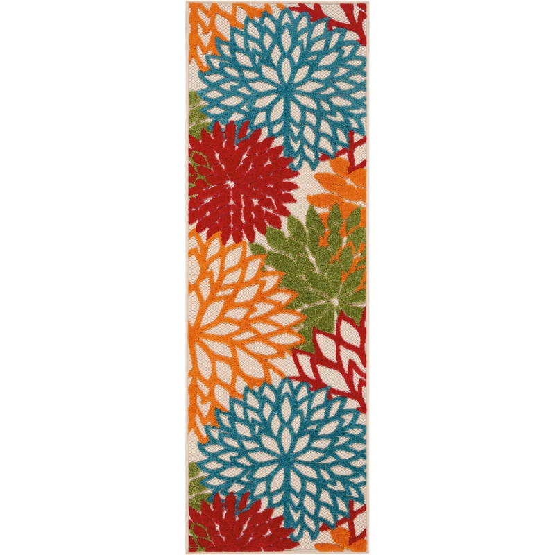 Nourison Aloha 6' Runner Green Fabric Tropical Area Rug (6' Runner)