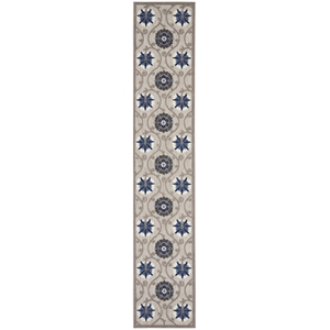 Nourison Aloha 2'3&quot x 12' Gray/Blue Outdoor Indoor/Outdoor Rug