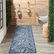 Nourison Aloha 12' Runner Ivory Navy Fabric Tropical Area Rug (12' Runner)