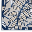 Nourison Aloha 12' Runner Ivory Navy Fabric Tropical Area Rug (12' Runner)