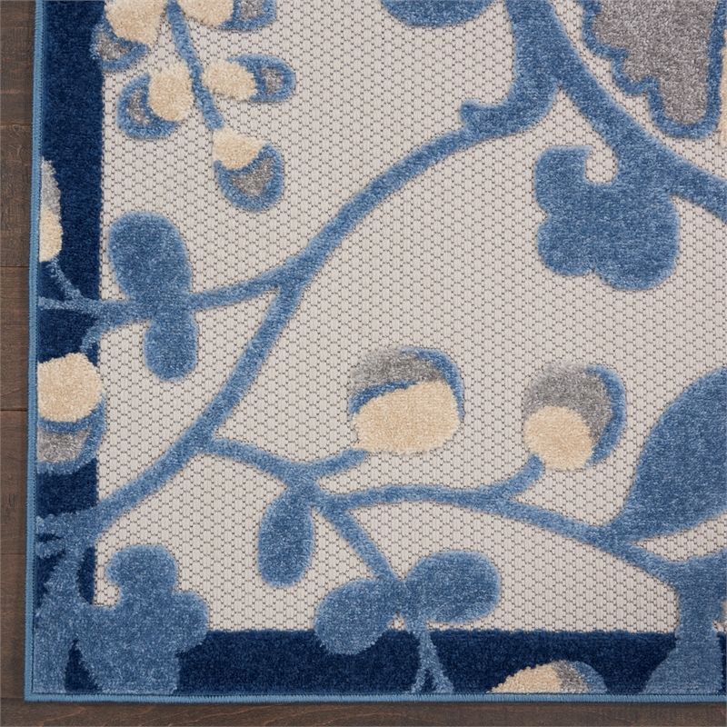 Nourison Aloha 3' x 4' Blue Gray Fabric Farmhouse Area Rug (3' x 4')