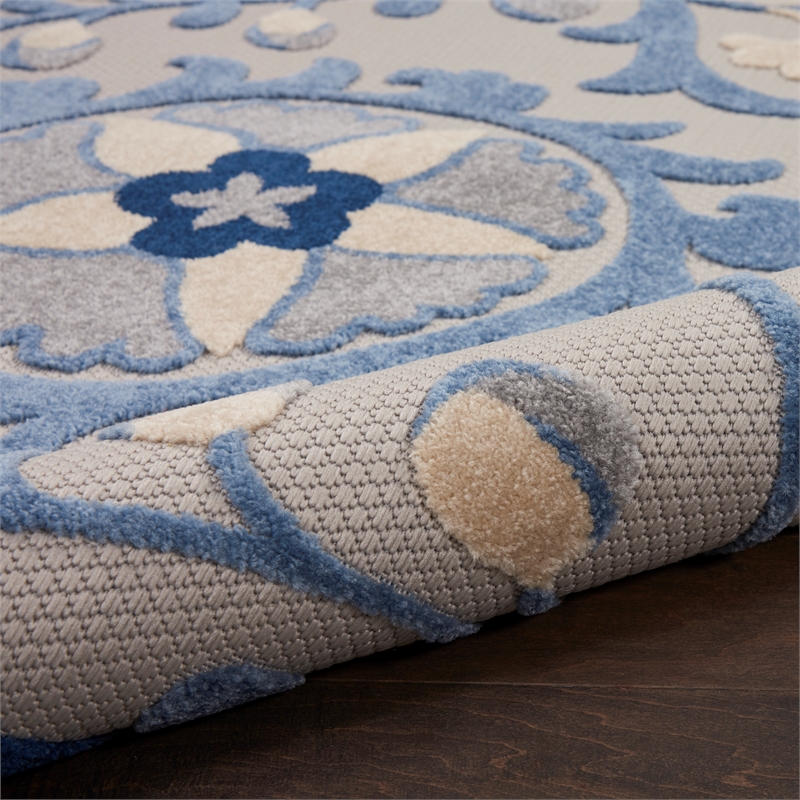 Nourison Aloha 3' x 4' Blue Gray Fabric Farmhouse Area Rug (3' x 4')