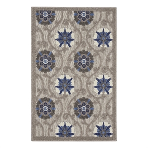 Nourison Aloha 2'8&quot x 4' Gray/Blue Outdoor Indoor/Outdoor Rug Polypropylene