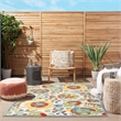 Nourison Aloha 4' x 6' Ivory Multicolor Fabric Farmhouse Area Rug (4' x 6')