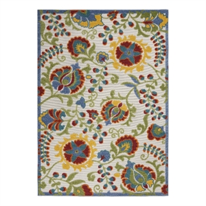 Nourison Aloha 4' x 6' Ivory Multicolor Fabric Farmhouse Area Rug (4' x 6')