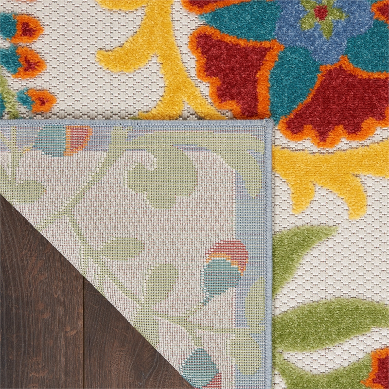 Nourison Aloha 4' x 6' Ivory Multicolor Fabric Farmhouse Area Rug (4' x 6')